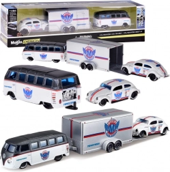 Maisto set métallique 1:64 – Volkswagen Van Samba avec remorque et Volkswagen Beetle