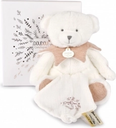Coffret cadeau Doudou ourson en peluche avec couverture 30 cm rose
