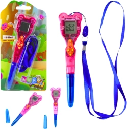 Stylo électronique avec jeux 168 en 1 avec cordon – bleu-rose