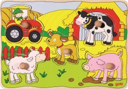 Goki puzzle encastrable en bois à la ferme