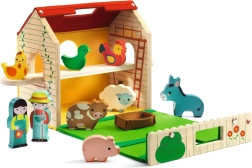 Djeco ferme en bois portable avec animaux