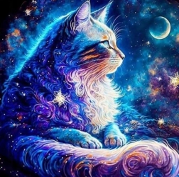 Peinture diamant Chat cosmique 30x40 cm