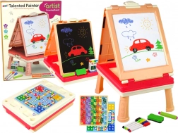 Tableau pour enfants 3-en-1 double face avec table et jeux de société