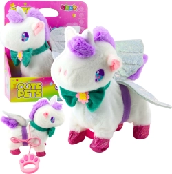 Licorne en peluche interactive avec laisse, sons et ailes amovibles