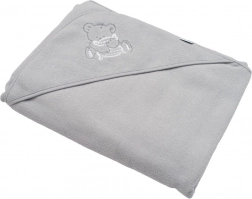 Serviette bébé en éponge avec capuche New Baby, gris, 100 × 100 cm, ourson