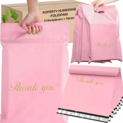 Sacs postaux poly roses avec poignée 310 × 420 + 70 mm, 50 pcs