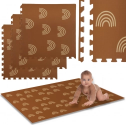 Tapis de jeu en mousse Humbi 180 × 60, puzzle imperméable, arc-en-ciel brun