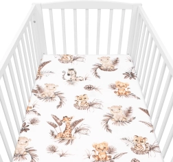 Drap-housse en coton pour lit bébé New Baby Safari 120 × 60 cm