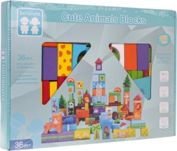 Ensemble de blocs en bois animaux 100 pcs