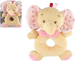 Hochet en peluche éléphant rose 18 cm