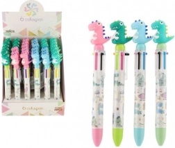 Stylo multicolore avec dinosaures 6-en-1, 17 cm