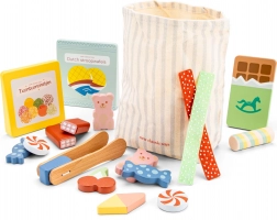 Set de confiseries en bois avec sac et pince