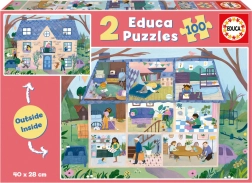 Educa puzzle Outside, Inside maison 2×100 pièces