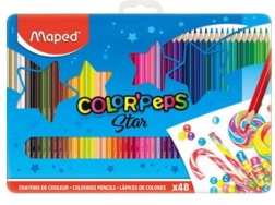 Crayons triangulaires Maped Color'Peps 48 pcs dans une boîte en métal