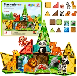 Pièces de construction magnétiques Zoo – animaux sauvages de la jungle (27 pièces)