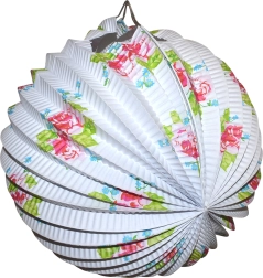 Lanterne boule blanche à motif floral 25 cm