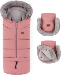 Petite&Mars set d’hiver : chancelière Arctic 4v1 et gants de poussette Furry old rose