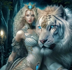 Peinture diamant fille avec tigre 30 × 40 cm