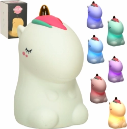Veilleuse tactile en silicone pour enfants licorne RGB, blanche