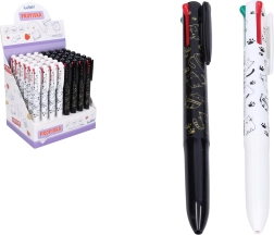 Stylo multicolore avec chat, 4 couleurs, 0,5 mm
