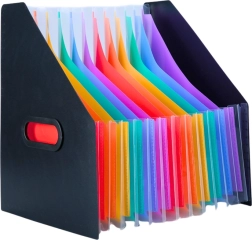 Chemise verticale organisateur de documents avec onglets colorés noir A4