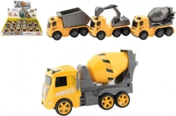 Petites voitures de chantier en plastique à inertie 10 cm – 3 modèles, boîte de 12 pcs