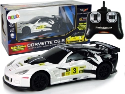 Voiture de course R/C 1:24 Corvette C6.R blanche avec phares