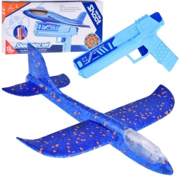 Avion en mousse amusant avec lumières LED lancé depuis un pistolet