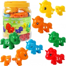 Ensemble éducatif Montessori pour assembler des licornes "Associer les lettres" 13 pcs