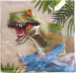 Serviettes de fête motif dinosaures 33 × 33 cm, 20 pcs
