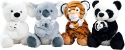 Peluche animal sauvage avec son petit 28 cm – panda, koala, tigre ou ours polaire