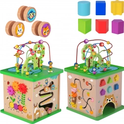 TOOKY TOY cube éducatif en bois 5‑en‑1 avec animaux