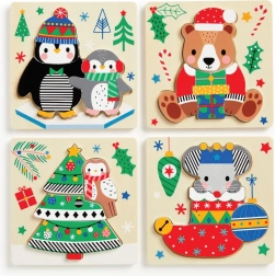 ensemble de puzzles de Noël en bois 4-en-1 pour tout-petits MUDPUPPY