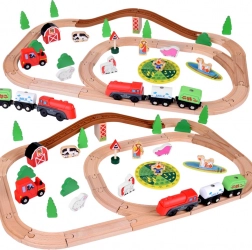 Ensemble de Train en Bois Ferme pour Enfants