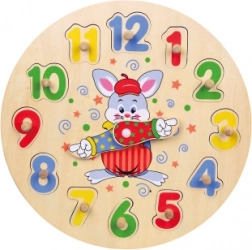 Horloge éducative en bois – puzzle à encastrer avec 12 pièces, 30 cm