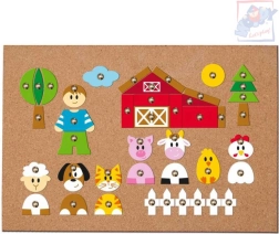 WOODY Jeu en bois avec marteau Animaux et personnes - 150 pièces
