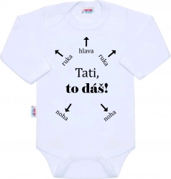 Body en coton imprimé New Baby Papa, tu vas y arriver ! manches longues