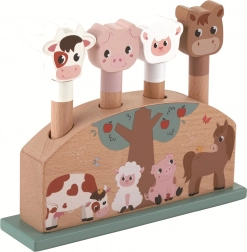 animaux de ferme à ressort – jouet pop-up en bois pour tout-petits