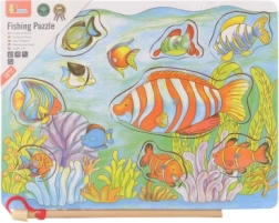 Puzzle d’insertion magnétique en bois – petits poissons