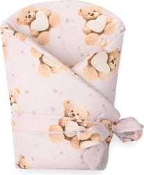 Couverture d’emmaillotage bébé New Baby Love Teddy 80×80 cm rose