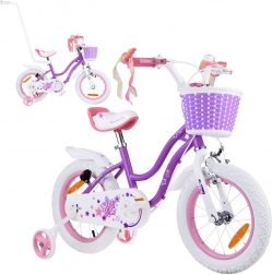 Vélo pour enfants RoyalBaby Star Girl 14 pouces avec panier et petites roues latérales – Violet