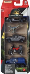 Matchbox Jurassic World – set de 4 voitures et dinosaure