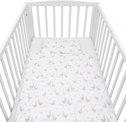 Ensemble en coton pour lit bébé avec garnissage NEW BABY Petites oies 90 × 120 cm