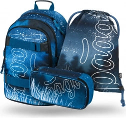 Ensemble scolaire BAAGL Skate Steel : sac à dos, trousse et sac