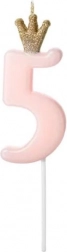 Bougie d’anniversaire rose avec couronne