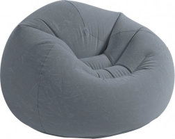 Pouf gonflable imitation velours côtelé – gris