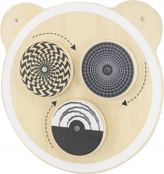 Planche murale en bois avec points rotatifs