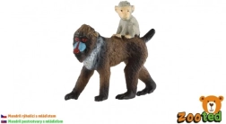 Mandrill femelle avec son petit – figurine en plastique 6 cm