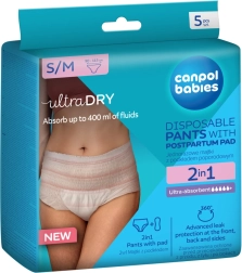 Canpol babies culottes post-partum jetables avec protection intégrée 2-en-1 S/M, 5 pcs
