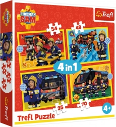 Puzzle 4-en-1 SAM LE POMPIER – pompiers en intervention (35, 48, 54, 70 pièces) Trefl